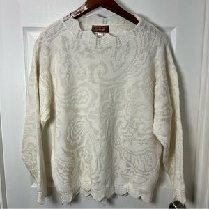 Worthington Vintage 80’ Ivory Knit Sweater size medium